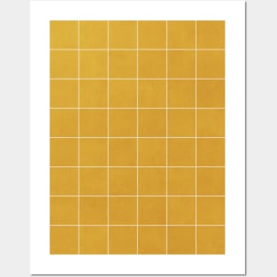 Large Grid Pattern - Mustard Yellow Posters and Art